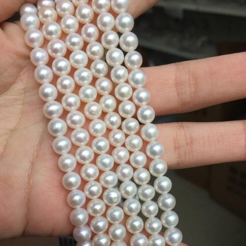 Freshwater Pearl Necklace Round Shape with Size 6-6.5mm Perfect Luster for Fine Jewelry DIY Loose Pearl Strands