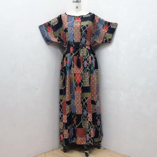 Elegant African Dashiki dress printed turban cotton Muslim Abaya Bazin robe Dress Broder Riche sexy ladies party