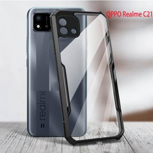 For OPPO Realme C21 C 21 Airbag Technology Anti-Fall Back Transparent Case PC+TPU Ultra Case Protective Bumper Phone Cover