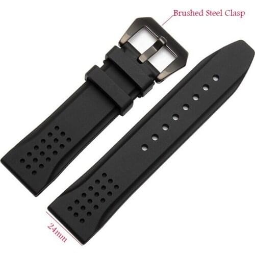 Wholesale price Rubber watchband Strap Black PVD stainless Steel cclasp for mens PAM soft waterproof silicone bracele