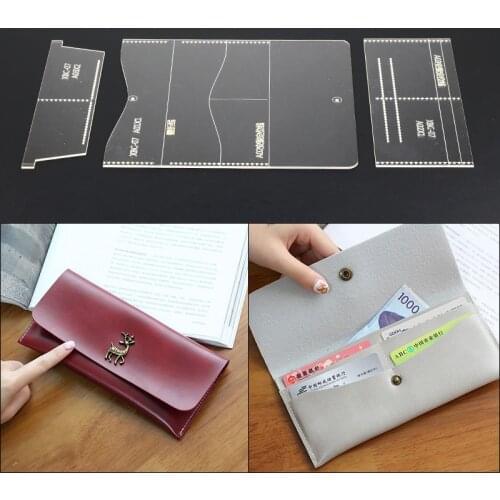 Acrylic Leather Template Home Handwork Leathercraft Sewing Pattern Tools Accessory A long wallet with a wallet 9.5*19.5*1.5cm
