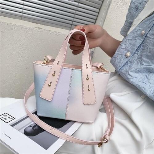 Fairy Temperament Portable Bucket Bag 2021summer New Style Small Fresh Fashion Texture Cloud Color Single Shoulder Messenger Bag