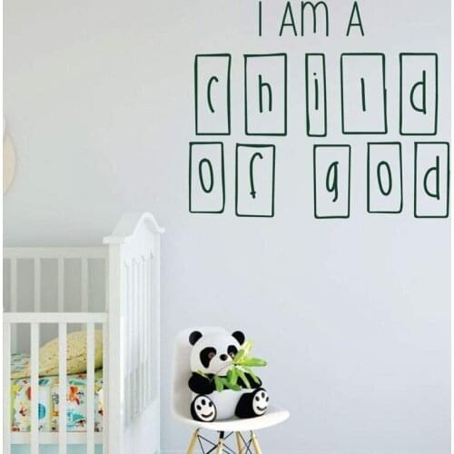 Words Wall Decal I Am A Child Of God Kids Bedroom Baby Room Nursery Home Decor Quotes Door Window Vinyl Stickers Wallpaper Q669