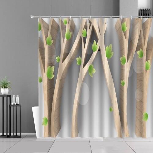 Modern And Simple 3D Printing Three-Dimensional Tree Curtain For Baths Shower Curtain Home Decor Background Polyester With Hook