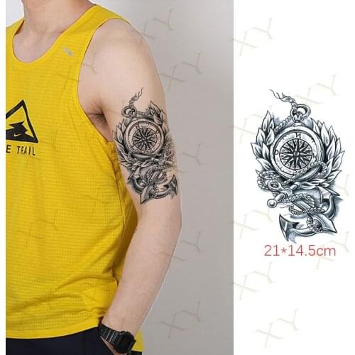 Waterproof Temporary Tattoo Sticker Anchor Compass Sheep Flash Tattos Forest Wolf Flower Body Art Arm Fake Tatoo Women Men