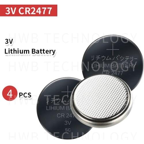 High quality new 4pcs CR2477 3V 1000mAh Lithium Button Coin Battery for watches, calculator,flashlights etc