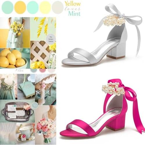 2021 New Luxury Pearl Lace Up Women Shoes Open Toe Mid Heels Bride Wedding Sandal Satin Casual Evening Sandals Summer 5.5cm