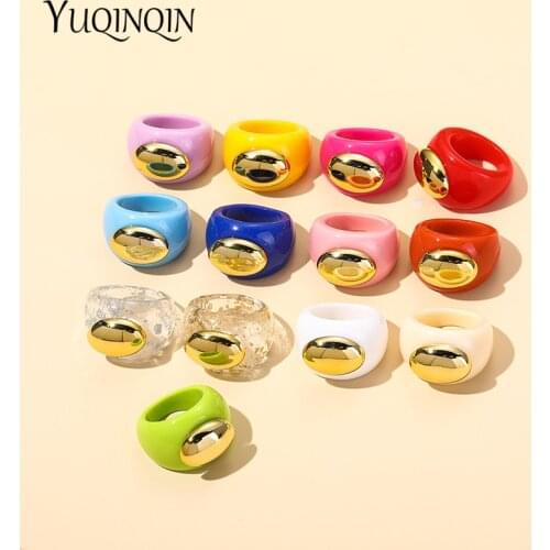 Korean Geometric Transparent Resin Acrylic Finger Rings For Women Fashion Simple Vintage Rings 2021 Trend New Girls Punk Jewelry