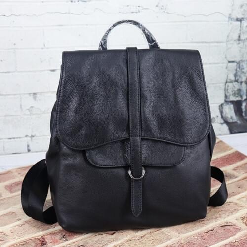 Anti-theft Backpacks Female Black Travel Back Pack Women Bagpack High Quality Genuine Leather School Bags For Teenage Girls