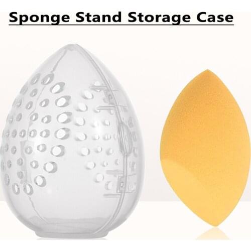 1pc Beauty Makeup Blender Puff Box Stand Egg Shaped Cosmetic Sponge Storage Case Holder Empty Transparent Puff Drying Rack