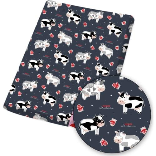 Polyester Cotton Fabric Cute Milk Cow Printed Soft Cloth Sheets For DIY Mask/Dress/Bag/Shirt Materials Home Textile 45*145cm 1pc