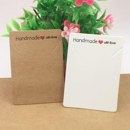 100pcs/lot Paper Handmade with love Kraft Cardboard Jewelry Displays Cards Girls Love Jewelry Accessories Sale Card