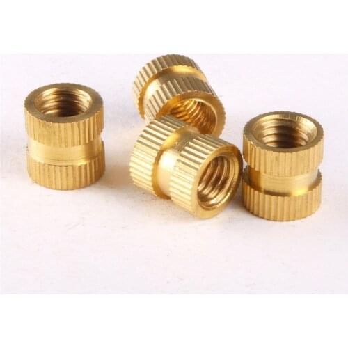 100PCS M4*5*5mm OD 5mm Brass Inserts Double Pass Copper Knurl Nut Embedded Fastener