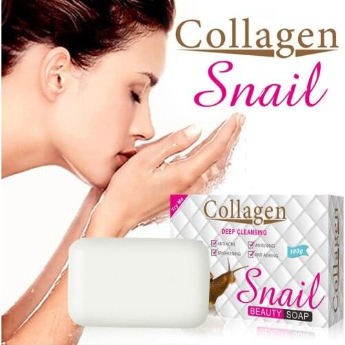 100g Snail Essence Soap Collagen Eliminates Wrinkles Remove Acne Scar Whitening Anti Aging Face Care Cleansing Cream