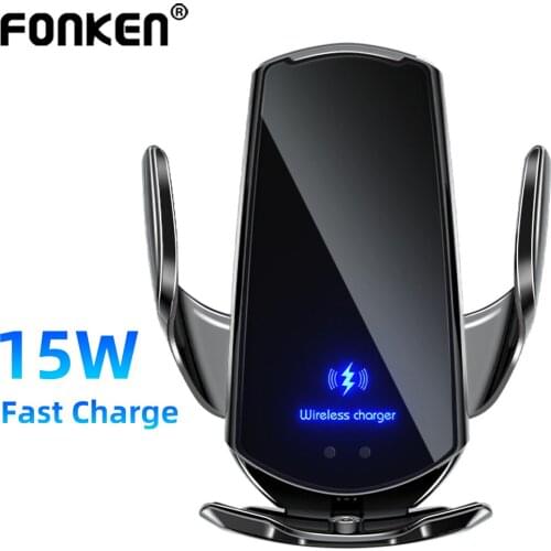 15W Qi Car Wireless Charger Holder for iphone 12 11 8 Magnetic Car Phone Bracket for Air Vent Intelligent Infrared Fast Charger