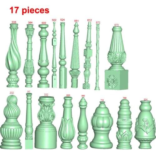 17 pieces sticks furniture ArtCAM Aspire type3 CNC router 4-axis STL files