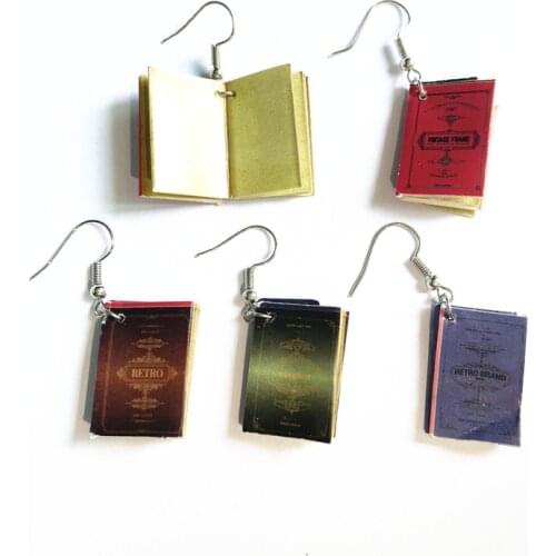 2/3/5 Pairs Funny Mini Pocket Magazine Earrings Punk Cartoon Simulation Comic Books Womens Fashion Ear Jewelry Creative Gifts
