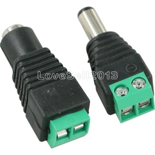 2Pairs 4Pcs Male Female 5 Male + 5 Female 2.1x5.5mm DC Power Plug Jack Adapter Connector for CCTV Camera