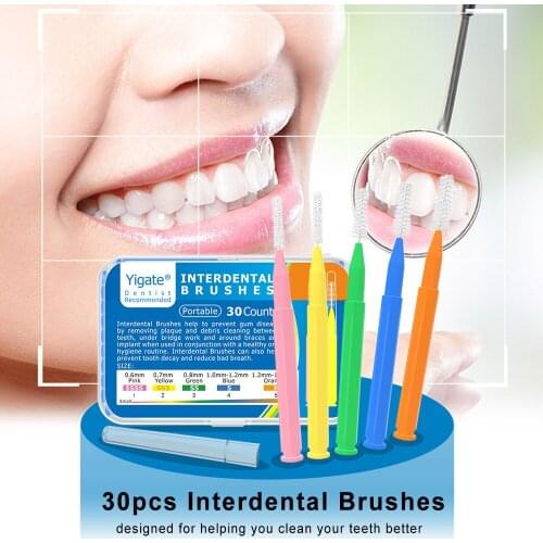 30pcs Toothpick Interd ental Brushes I Shape Tooth Flossing Head Oral D ental Hygiene Brush Optional Sizes