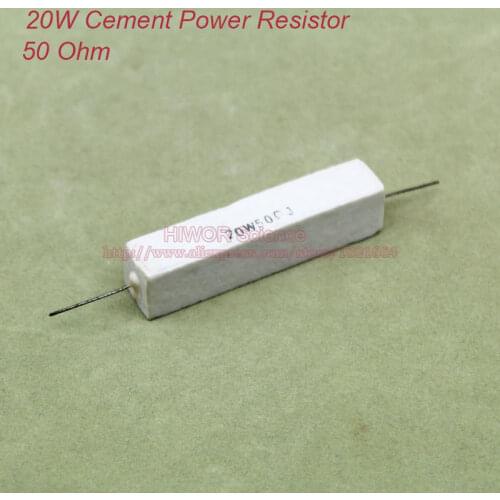 5pcs/lot) 20W 50 ohm Ceramic Cement Power Resistor 50ohm TOL 5% Resistors
