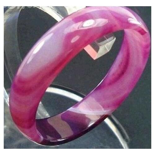 58--62mmChinese & Natural Pink Lavender STONE Gems Bracelet Bangle-Pink