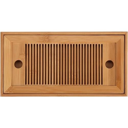 Bamboo Tea Trays Kung Fu Tea Accessories Tea Tray Table With Drain Rack 25X14X3.5Cm Chinese Tea Serving Tray Set