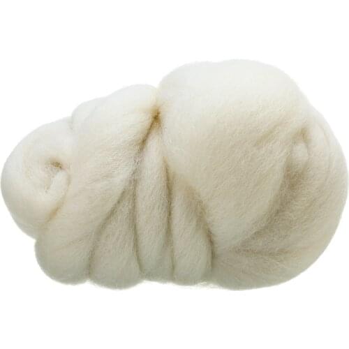 50g White Dyed Wool Fibre Tops Roving Needle Felting Wool Fibre DIY Hand Spinning Needlework Raw Wool Felt