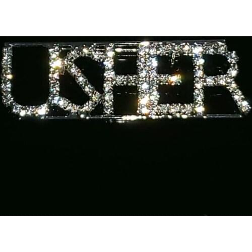 Crystal Handmade Word Jewelry "USHER" Lapel Pin Rhinestone Words Brooch Accessories Unique Gift Wholesale