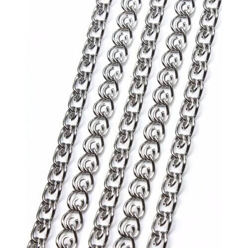 LOULEUR 5meters/lot Stainless Steel Chains Bulk Width 5mm Spiral Double Ring Bulk Link Chains fit DIY Necklace Bracelet Jewelry
