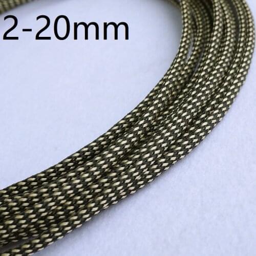 Black Gold Silk PET Braided Wire Sleeve 3 4 6 8 10 12 14 16 20 mm Tight High Density Insulated Cable Protect Expandable Colorful