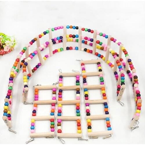 Parrot Pet Bird Wood Ladder Climb Cableway Hamster Toys Rope Parrot Cage Parakeet Budgie Home Parrot Training Toys