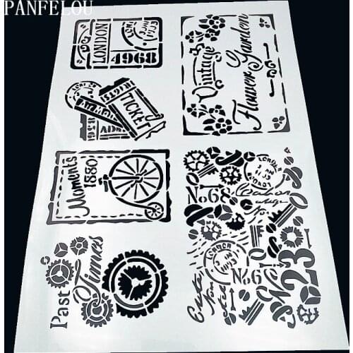 29.5*21cmRetro labels scrapbook stencils spray plastic mold shield DIY cake hollow Embellishment printing lace ruler