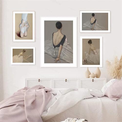 Gallery Wall Art Print Ballet Girls Canvas Posters Dancing Prints Ballerina Art Painting Abstract Wall Pictures Bedroom Decor