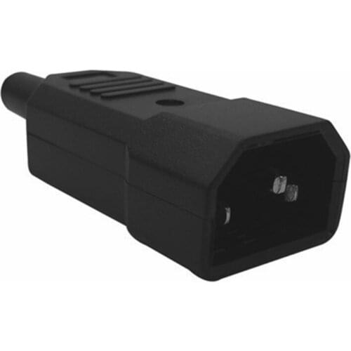 IEC C14 Male Plug Rewirable Power Connector 3Pin IEC-C14 Socket Computer Power Cable Adapter 10A 250V Black N7MC
