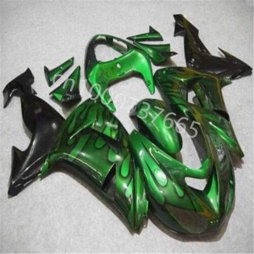 Injection Fairing kits FOR KAWASAKI NINJA ZX10R 06-07 ZX 10R 06 07 ZX-10R 06-07 10 R ZX 10R 2006 2007 black green flames Fairin