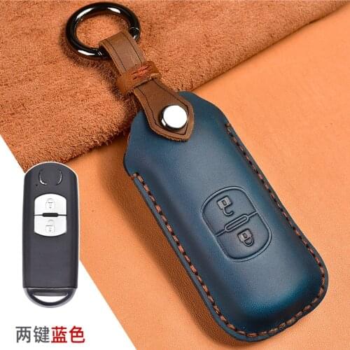 Leather Car Remote Key Case Cover For Mazda 2 3 5 6 8 Axela Atenza CX3 CX4 CX5 CX7 CX9 RX MX-5 Miata Smart 2 3 Buttons Key Pouch
