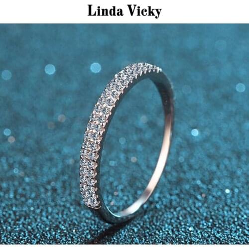 LINDA VICKY Simple Style Moissanite Rings 0.23ct 925 Silver Luxury Diamond Jewelry Girl Ring Romantic Valentines Day Gift 2021