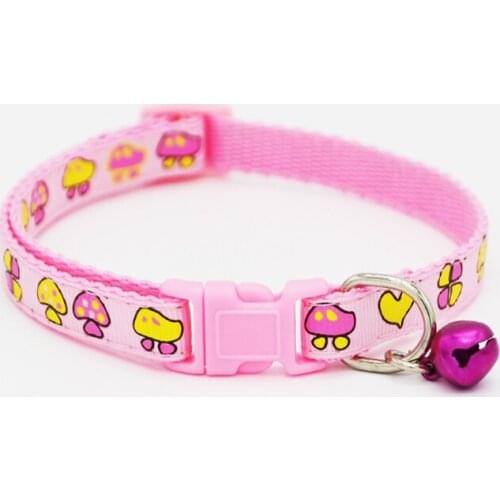 Cute Pets Adjustable Mushroom Printed Dog Collars Puppy Pet Collars with Bells Necklace Collar For Small Dogs Cat collars perro