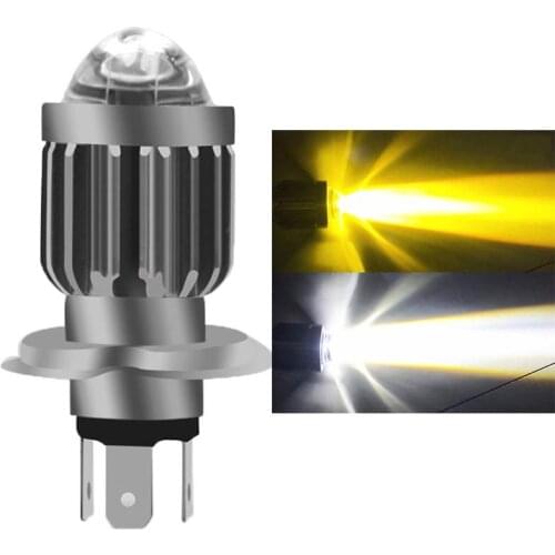 Motorcycle Two-color LED Headlight Bulb BA20D H4 Fog Lights Universal Auxiliary Head Bulbs Two Three Claw Lamp 12-80V