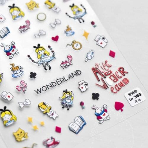 New Craft Cartoon Cute Princess Alices Nail Sticker Decor Japanese Style Stickers 5d Nail Art Design Stickers Decals
