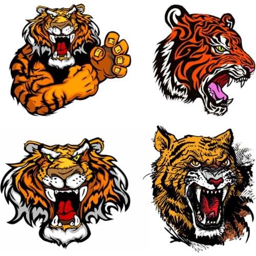 Tiger Boy Clothing Stickers Iron On Patches Diy Heat Transfers Patch For Clothes Boy Girl T-shirt Appliques Decoration