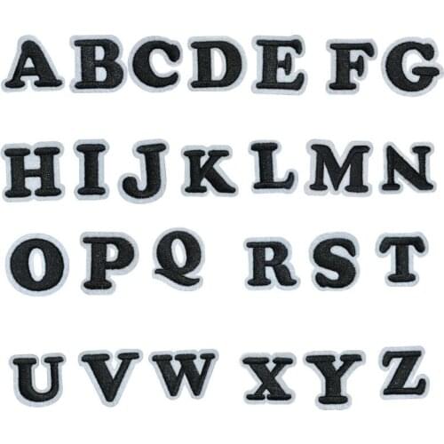 26 English Letters Patch Alphabet Word Embroidered Iron on Brand Patch for DIY Stripes Motif Appliques Garment Clothes Badge