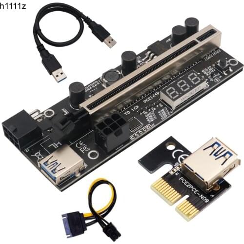 NEW Riser Card PCIE Riser 1x to 16x Graphic Extension with Temperature Sensor for Bitcoin GPU Mining Powered Riser Adapter Cards