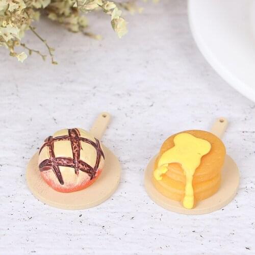 New Arrival 1:12 Dollhouse Miniature Cheese Pineapple Bread Knife Tray Set Model Accessories