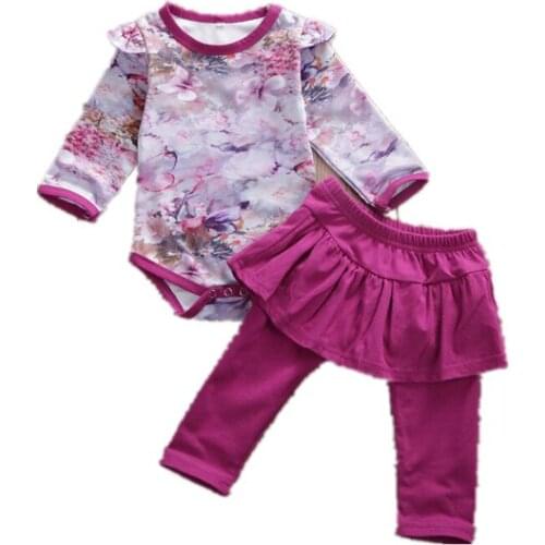 Toddler Girl Clothes 2020 Newborn Baby Girl Clothes Ruffle Long Sleeve Bodysuit Tops+ Floral Skirts Pants 3pcs Outfit Set