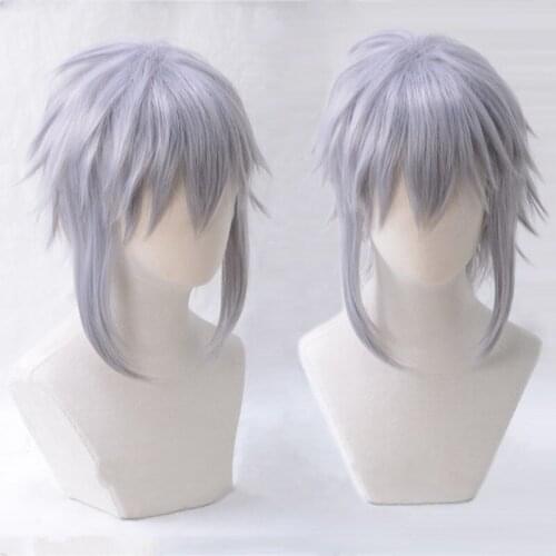 Game KINGDOM HEARTS 3 Riku Short Gray Purple Wig Heat Resistant Synthetic Hair Cosplay Costume Wigs + Wig Cap