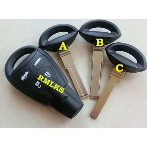 Fit For Saab 9-3 9-5 93 95 2003-2007 Remote Key Shell Case Fob 4 Button With Uncut Blade Smart Card Cover
