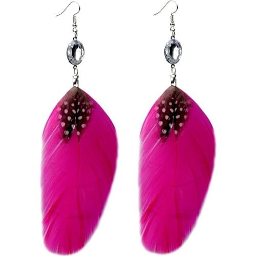 LFPU Colorful Feather Earrings Crystal Drop Pendant Earring For Women Girl Fashion Jewelry