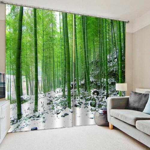 Luxury Blackout 3D Curtains For Living room Bedding room Office green bamboo curtains soundproof windproof curtains