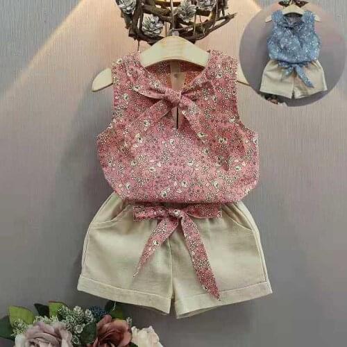 Retail 2020 girls clothes summer suit for boys and girls sets kids clothes Floral girl shirts+shorts clothing sets 2-9 year 1